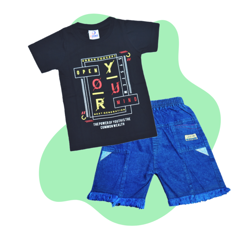 Arsha Lifestyle Cotton Half Sleeve T-shirt & Denim Shorts Set