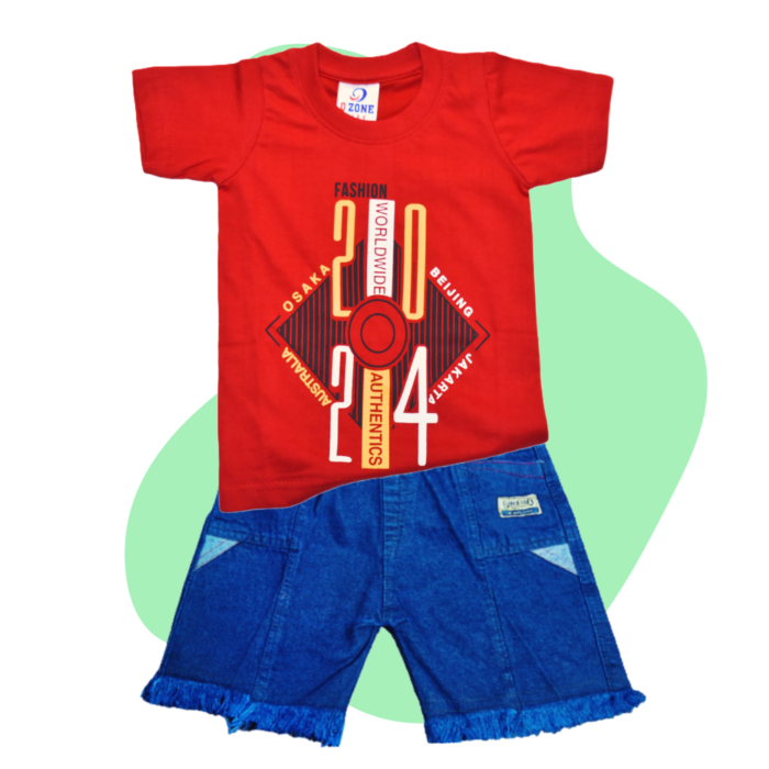 Arsha Lifestyle Boy's Trendy Half Sleeve T-shirt & Denim Shorts Set